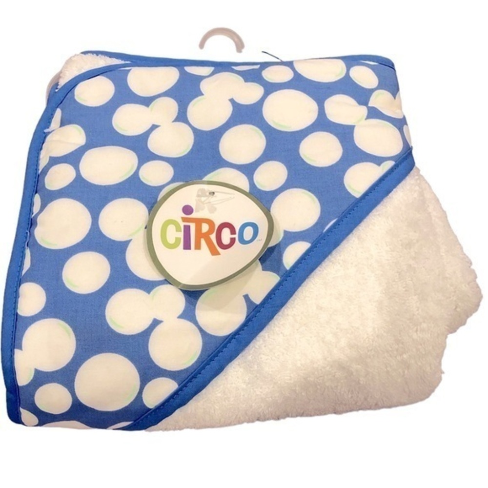 🔵 SALE 3/$25 HOODED BLUE WHITE INFANT BATH BUBBLES TOWEL